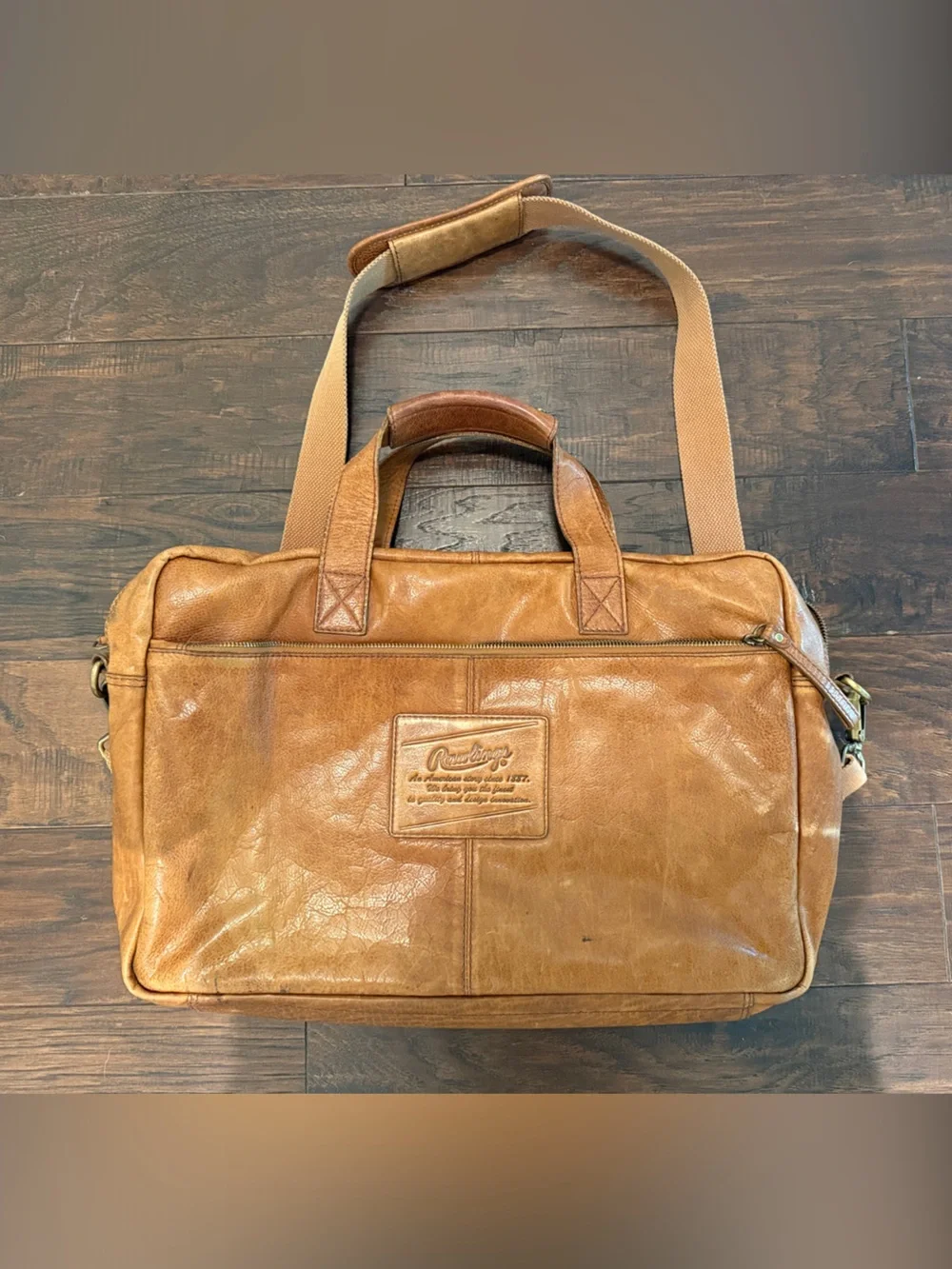 Rawlings Rugged Leather Messenger Bag for Men - Brown